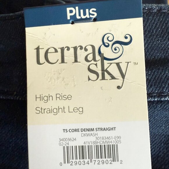 NWT Terra & Sky Women's High Rise Straight Stretch Blue Denim Jeans Size Plus 22 - Picture 5 of 11